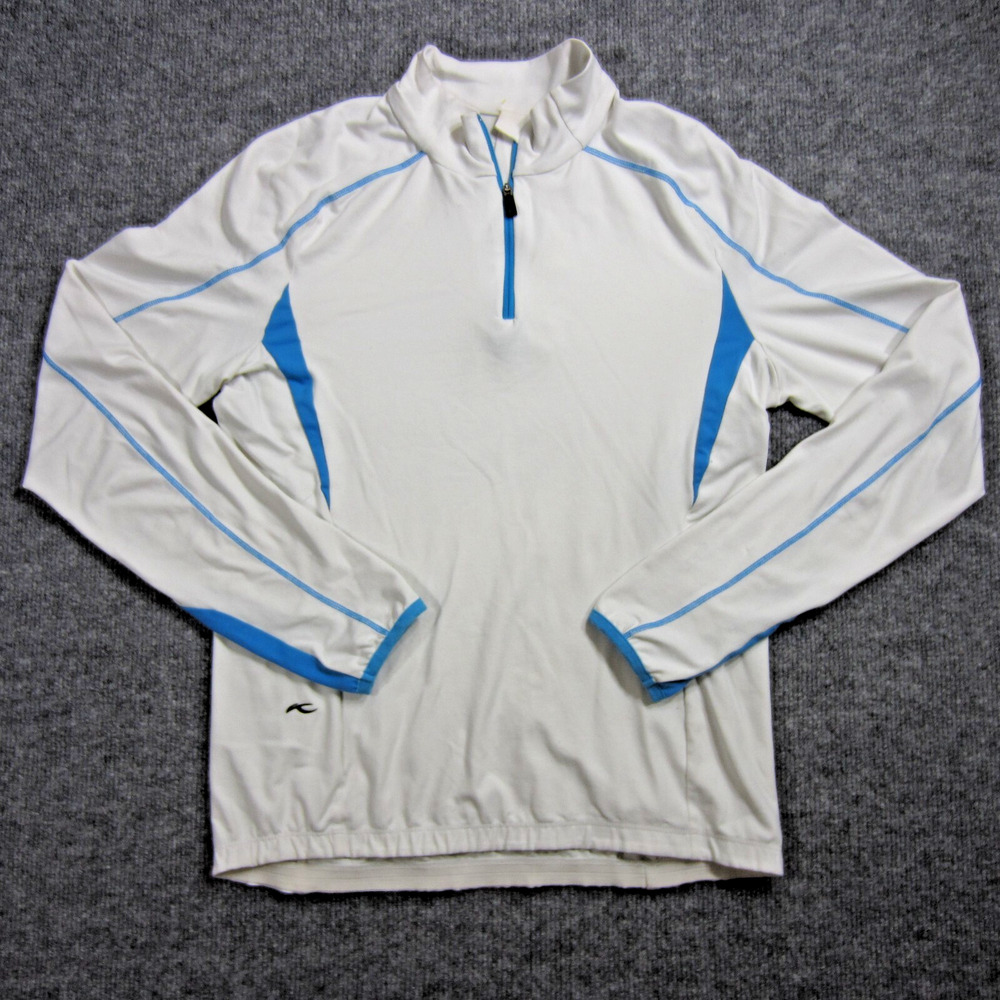 KJUS Baselayer Top Women size 40 (Large) White Blue Pullover Outdoor Hike